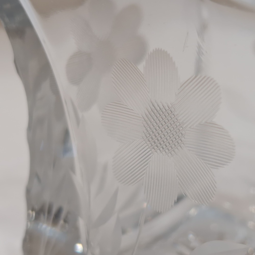 VTG Heisey Etched Daisy Crystal Creamer Sugar Quator #355 Set + Matching Pitcher - Picture 6 of 11